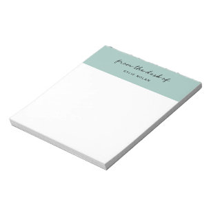 Bloc-note Bloc de couleur vert de script Monogramme dès le b