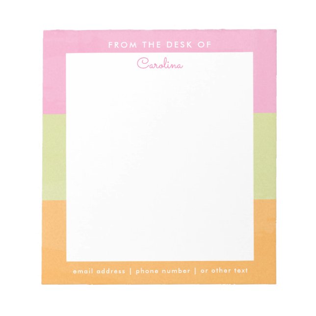 Bloc-note Bloc de couleurs aquarelle rose vert orange néon (Devant)