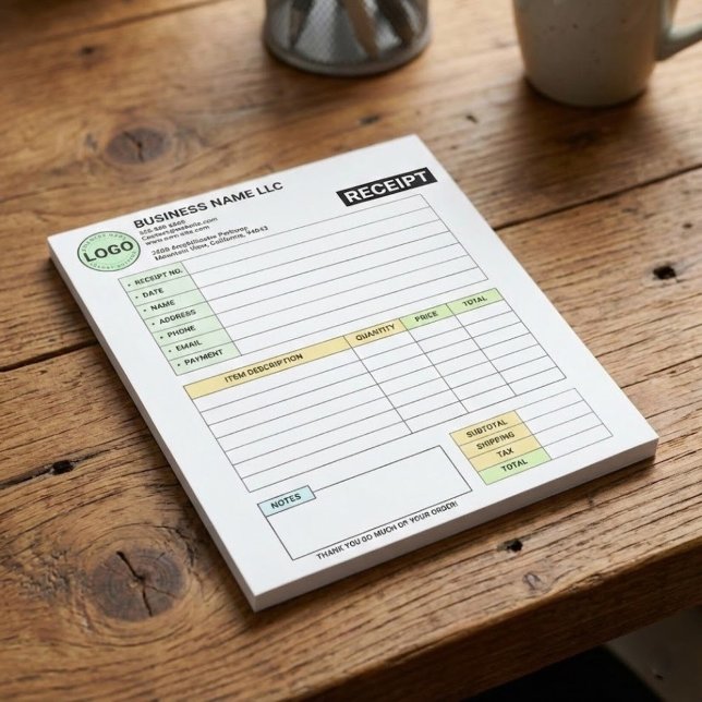 Bloc-note Bloc de logos commerciaux | Reçu de facture de pai (invoice Receipt Book With Logo Custom)