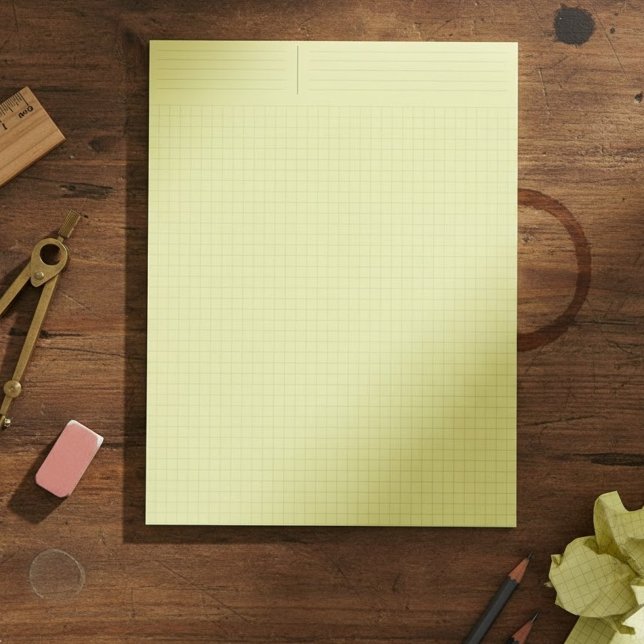 Bloc-note Bloc de papier graphique d'ingénierie jaune (grill (Aesthetic yellow engineering graph paper pad - Yellow grid paper for journaling)