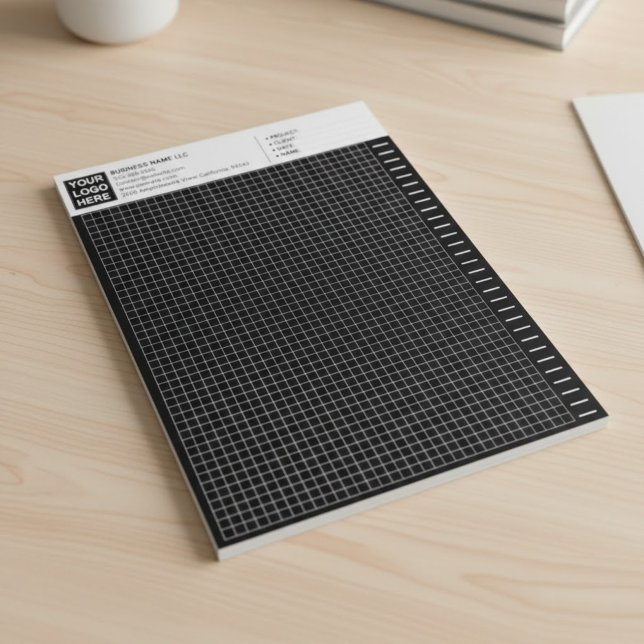Bloc-note Bloc de papier graphique d'ingénierie noir personn (custom graph paper, engineering pad logo, architectural grid pad)