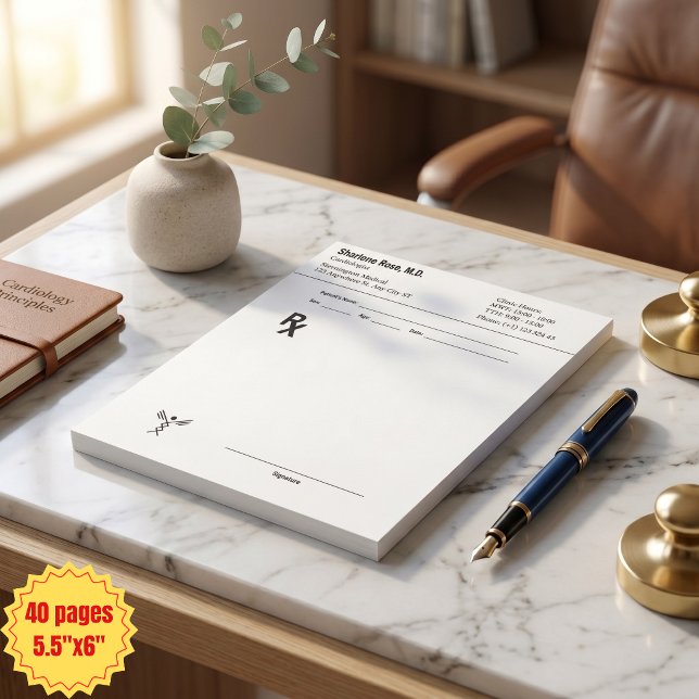 Bloc-note Bloc de prescription médicale RX personnalisable e (Custom Doctor Prescription RX Pad Editable Medical Office 40 pages, 5.5" x 6")