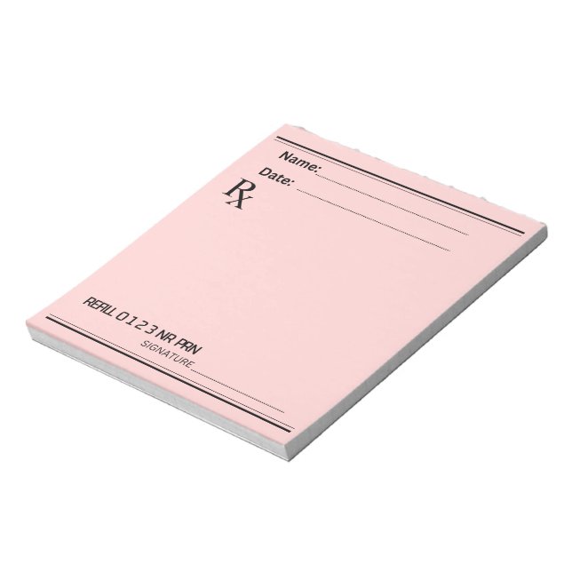 Bloc-note Bloc de prescription Rx – Écrivez vos propres note (Tourné)
