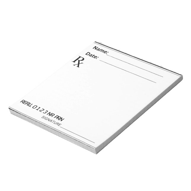 Bloc-note Bloc de prescription Rx – Écrivez vos propres note (Tourné)