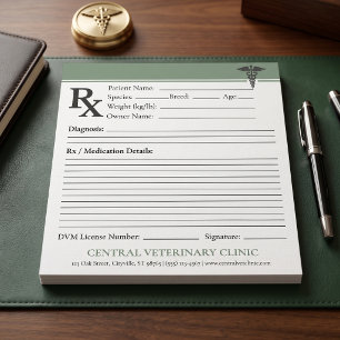 Bloc-note Bloc de prescription vétérinaire personnalisé RX D