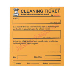 Bloc-note Bloc - notes de billet du nettoyage des enfants