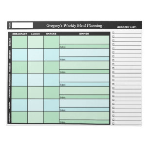Bloc-note Bloc - notes hebdomadaire fait sur commande vert