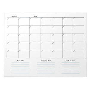 Bloc-note Bloc - notes mensuel de calendrier