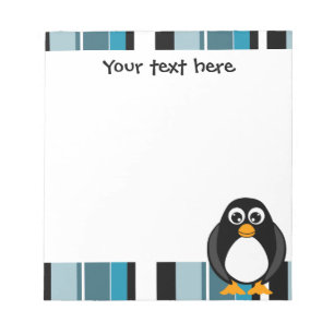 Bloc-note Bloc - notes mignon de pingouin - rayure bleue