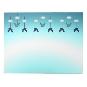 Bloc-note Bloc-notes, Mignons Oiseaux Bleus & Nuages de Prin
