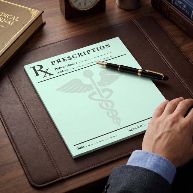 Bloc-note Bloc ordonnance RX modifiable Caducée de médecin (Custom Prescription RX Pad Editable Doctor Caduceus)