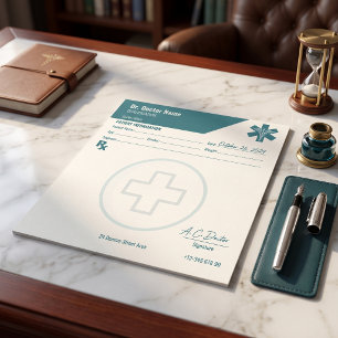 Bloc-note Bloc RX personnalisé sarcelle Prescription médical