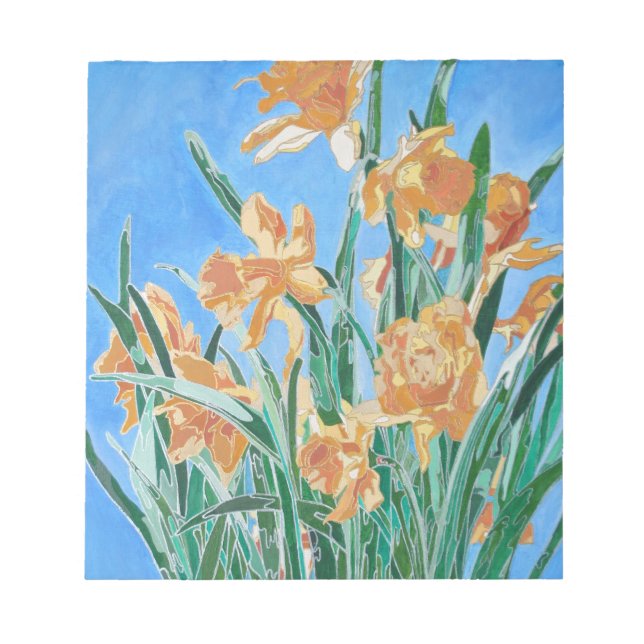Bloc-note Blooming Golden Daffodils Bold Line Art (Devant)