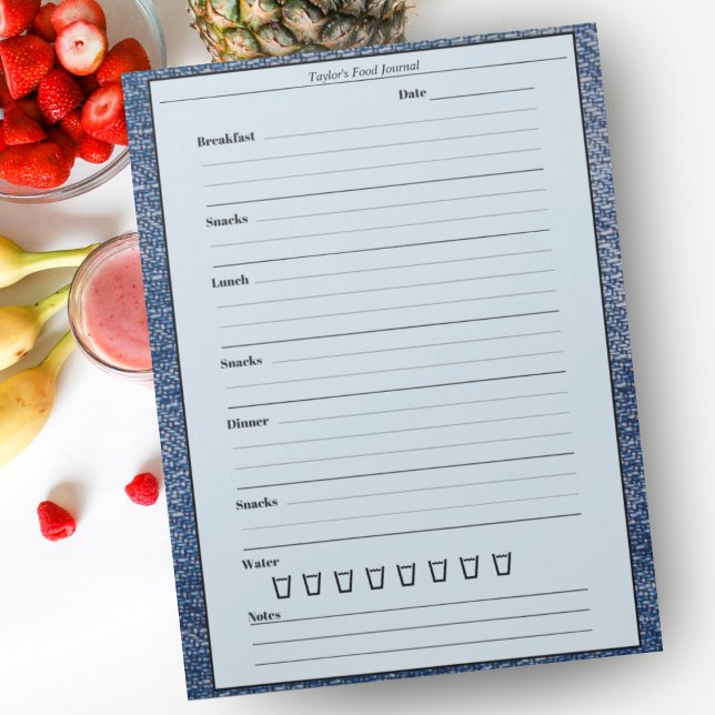 Bloc-note Blue Denim Food Journal - Easy Daily Repas Journal (Créateur téléchargé)