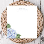 Bloc-note Blue Hydrangea Watercolor Bloom Personnalisé<br><div class="desc">Ce magnifique coussin est doté d'une aquarelle hydrangée design en bleu. Ajoutez votre personnalisation à l'aide du formulaire modèle. Pour modifier la police,  le style ou la disposition,  sélectionnez l'option à modifier à l'aide de l'outil de conception.</div>