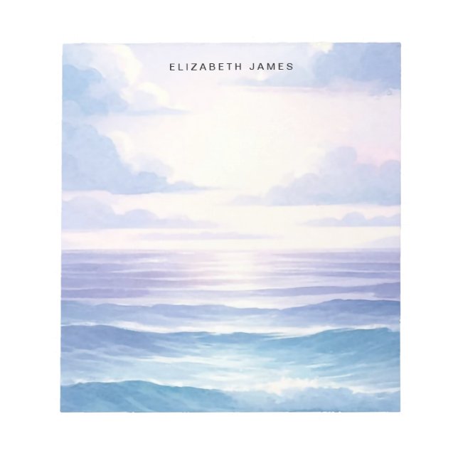 Bloc-note Blue Ocean Pastel Aquarelle Couleur Couche Ombre (Devant)