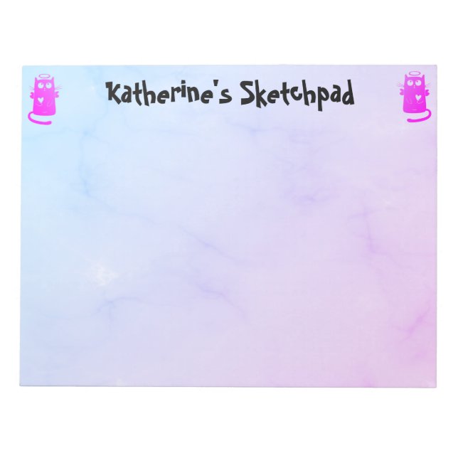 Bloc-note Blue Purple Ombre Funny Angel Cat Kids Sketch (Devant)