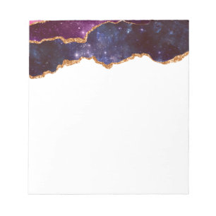 Bloc-note Blue & Purple Space & Stars Agate moderne