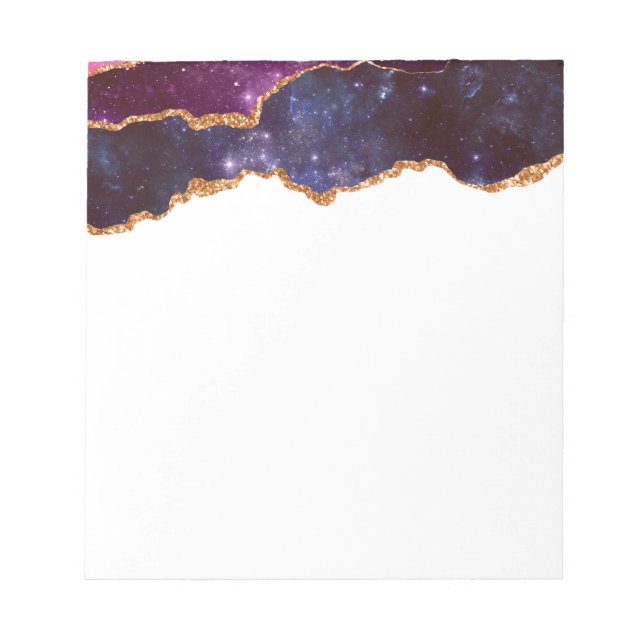 Bloc-note Blue & Purple Space & Stars Agate moderne (Devant)