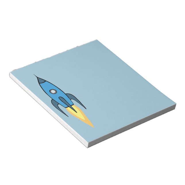 Bloc-note Blue Retro Rocketship Cute Cartoon Design (Incliné)