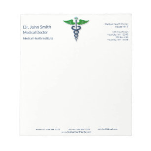 Bloc-note Blue Stylish Médicale Caduceus Green Wings Cross