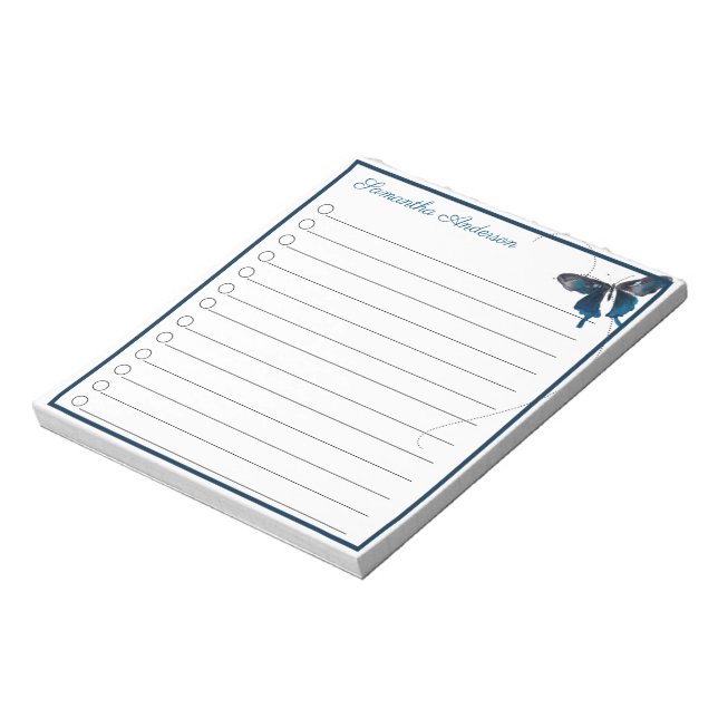 Bloc-note Blue Swallowtail Butterfly Trail Nom personnalisé (Tourné)