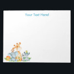 Bloc-note Blue Watercolor Cute<br><div class="desc">Cute blue watercolor safari animals with jungle leaves and fruits for kids or as a gift for animals lovers. Makes a great venin ! Personalize with your own special text or color Matching items available in our store.</div>