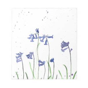 Bloc-note Bluebells aquarelle bleu floral nature forêt