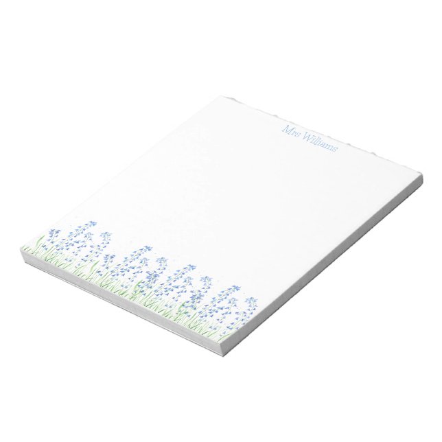 Bloc-note Bluebells Fleurs bleues aquarelle Herbes (Tourné)