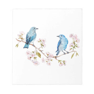 Bloc-note Bluebirds de montagne sur la branche Sakura