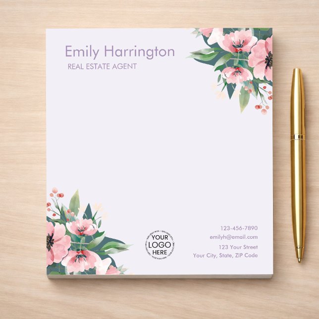 Bloc-note Blush Bloom Notepad Mauve Agent Immobilier (Créateur téléchargé)
