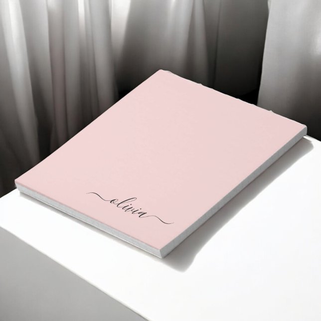 Bloc-note Blush Dusty rose moderne Script Girl Monogramme No (Créateur téléchargé)