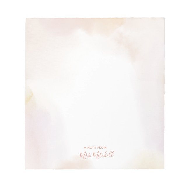 Bloc-note Blush Lavis Aquarelle | Nom de l'enseignant Person (Devant)
