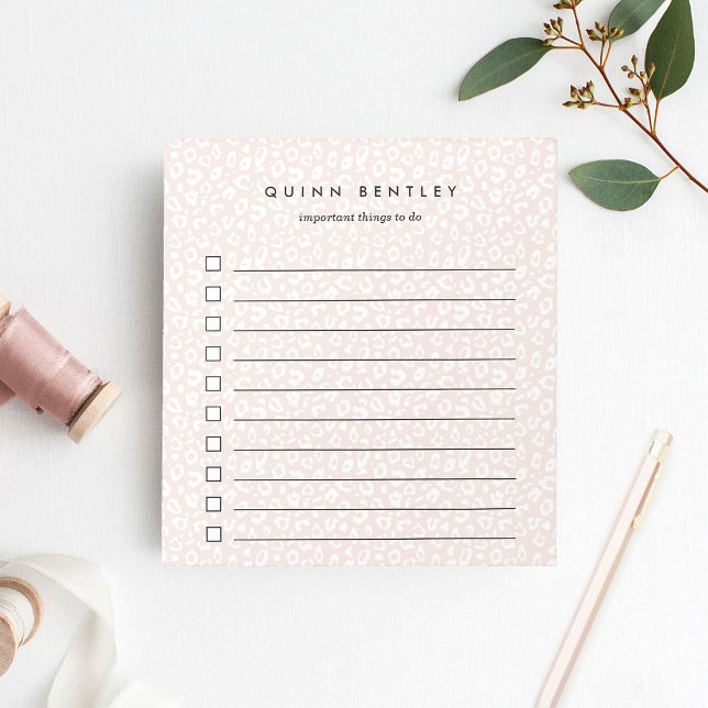 Bloc-note Blush | Pastel Leopard Print Personalized (Créateur téléchargé)