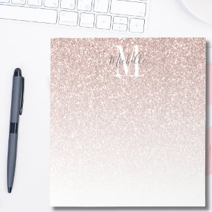 Bloc-note Blush Rose Gold Fard Rose Pailleté Monogramme Nom
