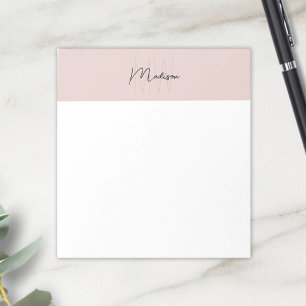 Bloc-note Blush Rose Logo Monogramme Minimaliste Moderne
