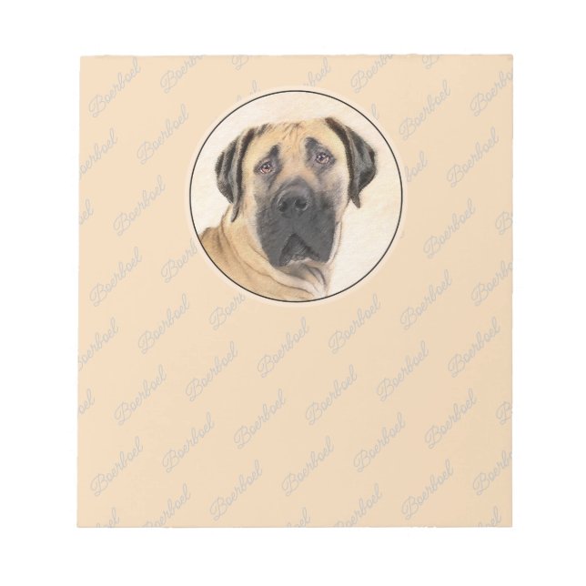 Bloc-note Boerboel Peinture - Cute Original Chien Art (Devant)