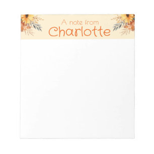 Bloc-note Bohème vintage orange tournesol aquarelle jaune
