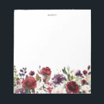 Bloc-note Boho Aquarelle Chute Fleurs rouge et violet<br><div class="desc">Un joli bloc-notes féminin et personnalisé,  avec des fleurs rouges,  roses,  ivoire et violettes,  à l'aquarelle fleurie. Personnalisez en ajoutant un nom ou une courte phrase. Ce bloc-notes floral sera un cadeau personnalisé parfait.</div>