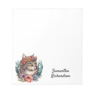 Bloc-note Boho Cat Personalized Watercolor