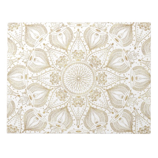 Bloc-note Boho Chic design de mandala en or (Devant)