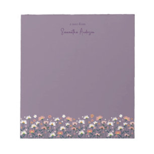 Bloc-note Boho Chic moderne Fleur sauvage mauve violet