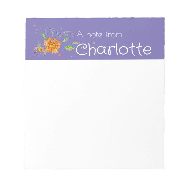 Bloc-note Boho Country fleur sauvage aquarelle liliac (Devant)