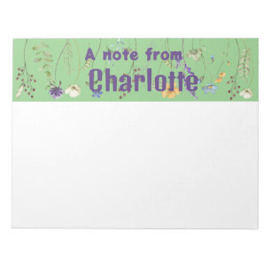 Bloc-note Boho Country fleur sauvage aquarelle vert Bloc-not
