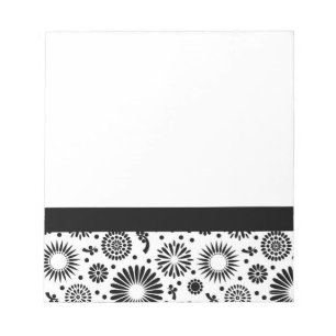 Bloc-note Boho fleurs Motif floral vectoriel noir et blanc