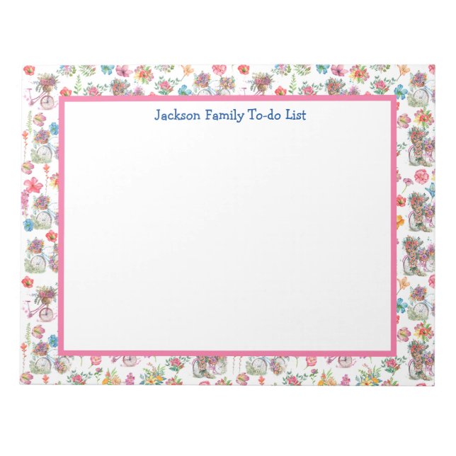 Bloc-note Boho Fleurs sauvages été Planificateur de vélo vin (Devant)