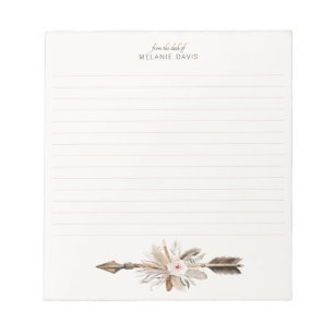 Bloc-note Boho Floral Aquarelle Notepad - Rustique Antler De