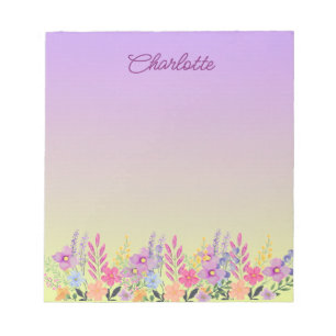 Bloc-note Boho Floral Fleurs de printemps rose Jaune pourpre