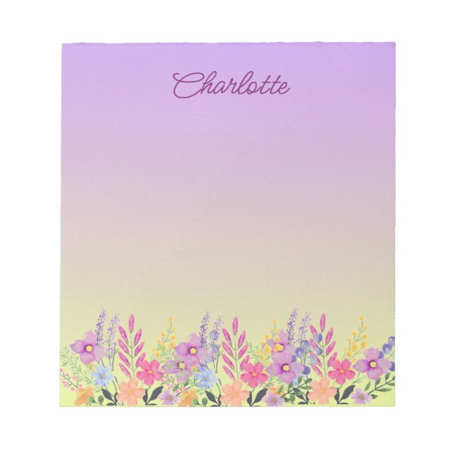 Bloc-note Boho Floral Fleurs de printemps rose Jaune pourpre (Devant)