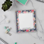 Bloc-note Boho Floral Motif - Bleu Marine - Nom<br><div class="desc">Bloc-notes floral avec un beau motif de bouquets de fleurs bohèmes. Ajoutez votre nom en lettres bleu marine moderne.</div>